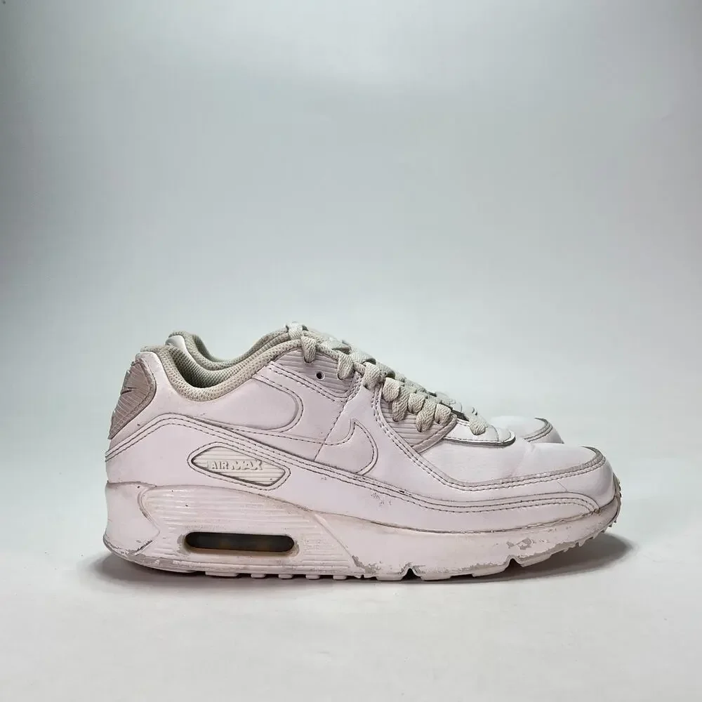 Nike Air Max 90 Triple White Low Top Casual Lifestyle Sneakers Youth Size 6Y